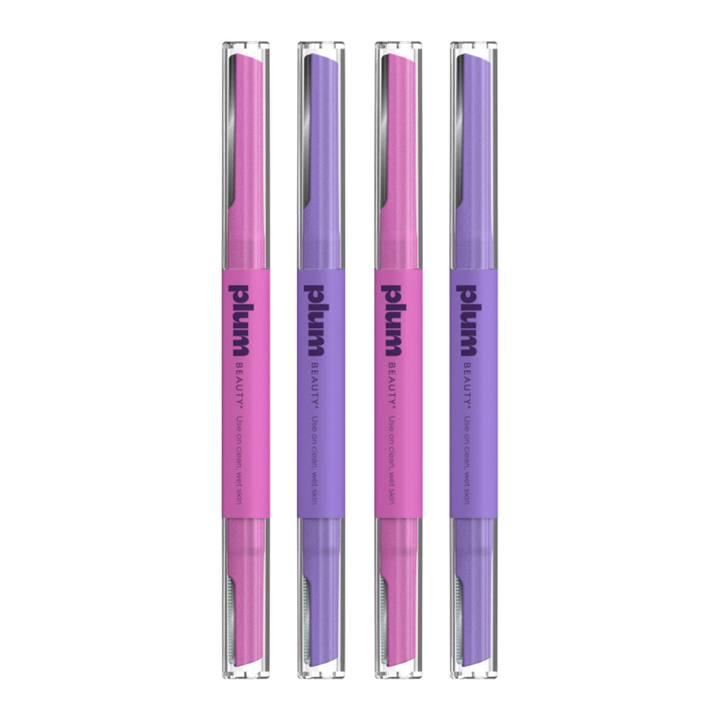 Plum Beauty Double-Sided Dermaplaning Razors (4-Pack) - Womens Facial Razors