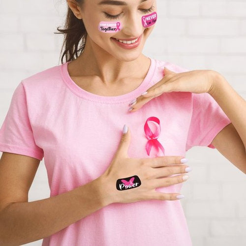 180 Pieces Breast Cancer Awareness Face Tattoos Pink Breast Cancer Stickers Pink Ribbon Temporary Tattoos for Women for Party Fundraising Accessories Decoration