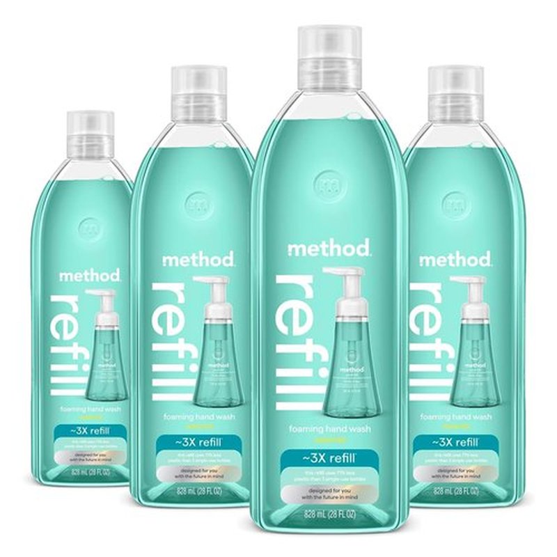 Method Foaming Hand Wash Refill, Waterfall, 28 oz (Pack of 4) (Packaging May Vary)