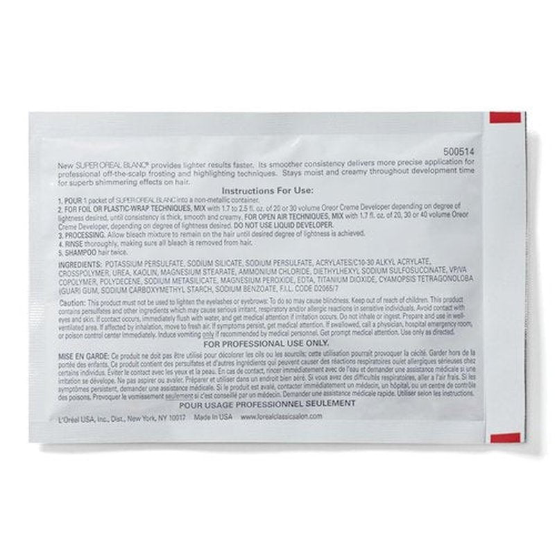 L'Oreal Technique Super Oreal Blanc Hair Lightener - No Drip Off-the-Scalp Bleaching Powder, 1.13 Oz