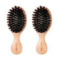 URTHEONE 2 Pack 100% Pure Boar Bristle Hair Brush - Mini Travel Size Wooden Brushes, for Natural Shine & Frizz Control, Portable Pocket Hairbrushes for Purse, Car, Office, Women Men Kids