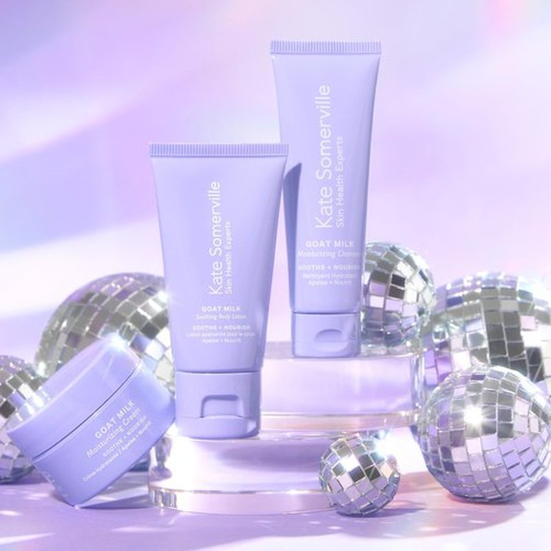 Kate Somerville Stressed Skin Saviors Travel Kit Goat Milk Cleanser, Cream, and Body Lotion Holiday Gift Set