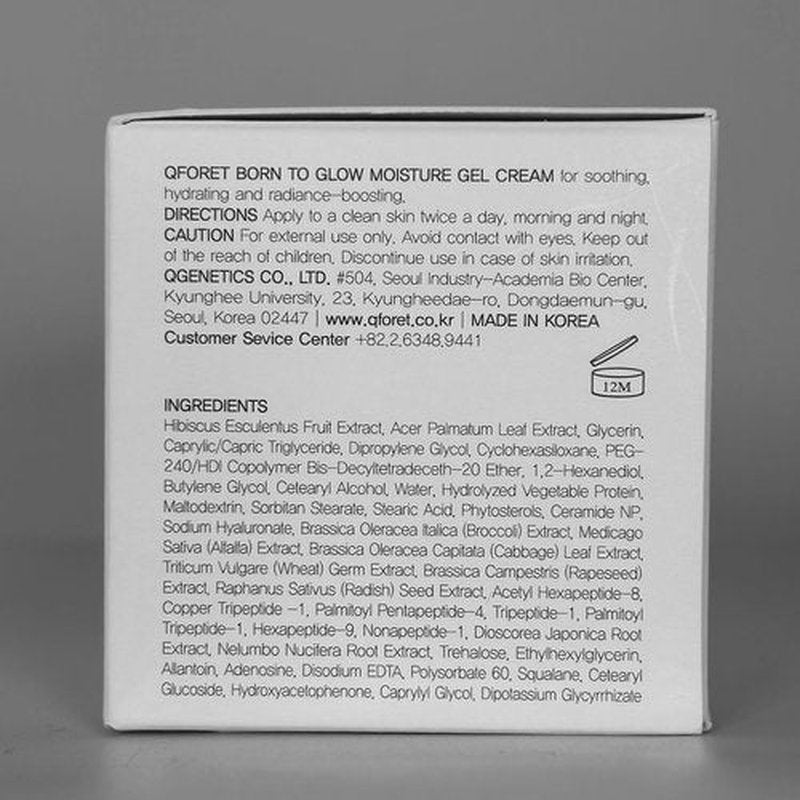 QFORET Born to Glow Face Moisturizer, Makeup Prep Gel-Cream, Fragrance-Free, Vegan Phyto Mucin + Ceramides + Peptides, 2.36 fl oz