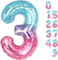 Numbers Balloon - 40 Inch Large Pink, Purple & Blue Balloon for 3rd Birthday Decor | Party Decorations
