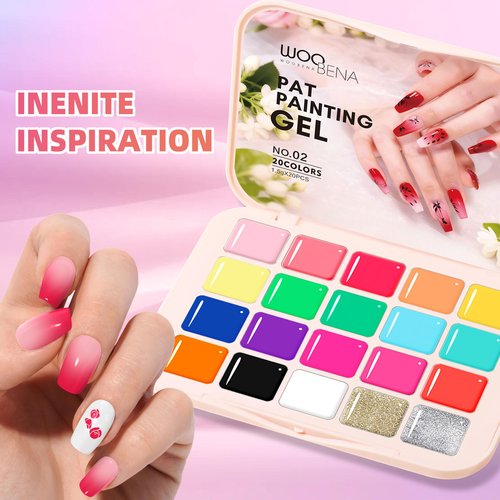 20 Colors Ombre Gel Nail Polish - Sponge Pat Painting Gel for Gradient Nails, Aura & French Manicure, Fluffy Cloud Texture with No-Wipe Glossy Finish, DIY Nail Art Kit for Beginners & Professionals