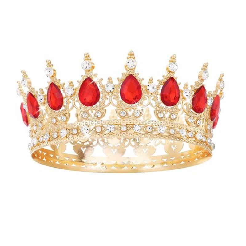 Feltent Red Crown for Women Crystal Tiara and Queen Crown for Women Wedding Headband for Bride Hair Accessories for Costume Birthday Party Cake Decoration Prom