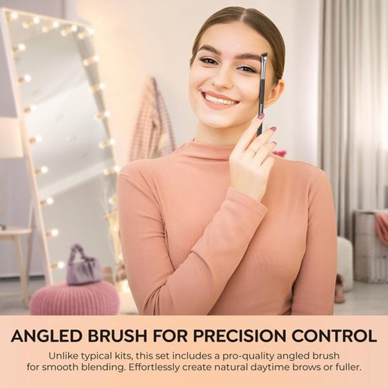 NuBeauti Natural Eyebrow Powder Kit Mica Brow Powder Makeup Kit with Professional Angled Brush 10 Natural Shades No Parabens or Chemicals Eyebrow Shaper Kit