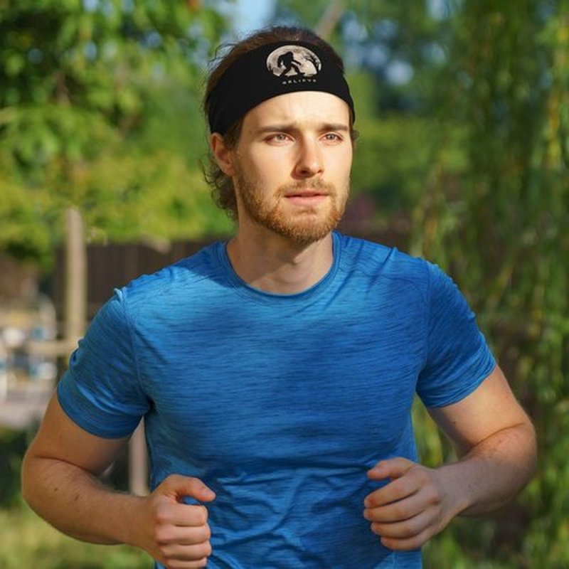 Funny Bigfoot Sasquatch Full Moon Workout Headbands Fashion Sports Sweatbands Yoga Hairbands for Fitness Athletic Non Slip Wicking Headscarf for Men Womens Girls Summer Accessories Elastic Bands