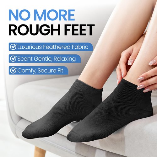 Silicone Moisturizing Socks for Women Men Large- 2Pairs Foot Moisturizer Socks for Dry Cracked Feet- Black Aloe Spa Moisture Hydrating Foot Care Socks (L Up to Size 12)