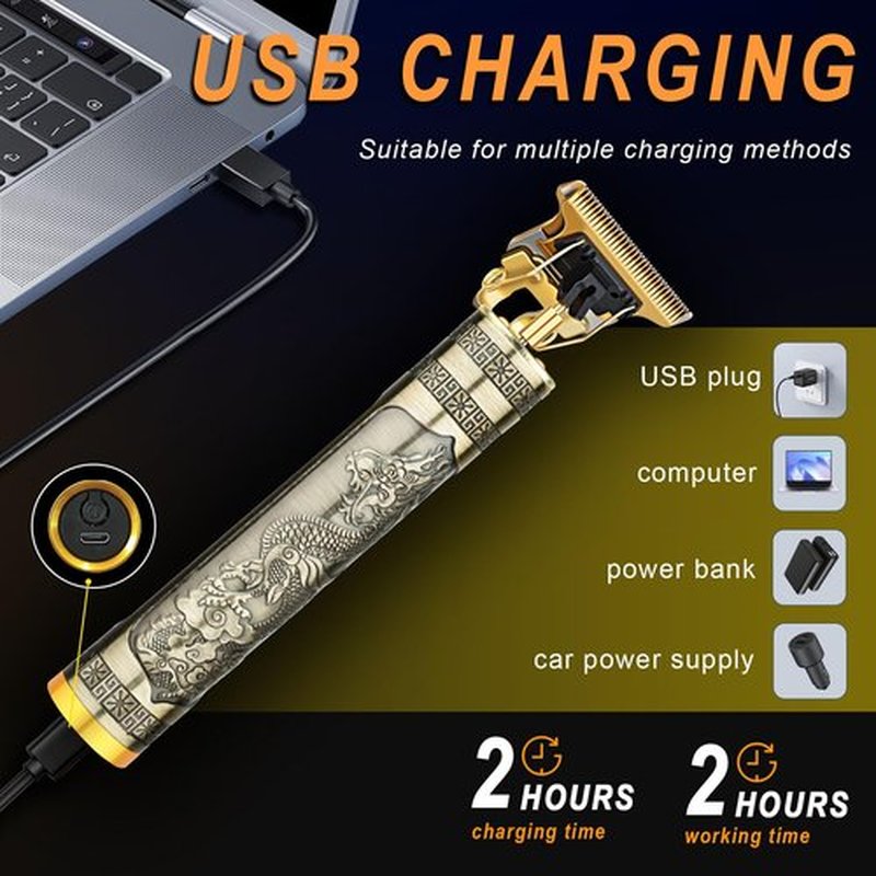 LQT Professional Hair Trimmer for Men, Beard Trimmer Hair Clippers for Men, Hair Clippers with 4 Limit Combs, Cordless Rechargeable Hair Trimmer Metal Body Cutting Grooming Kit