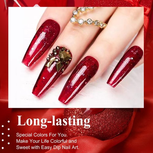 28g/box Color Acrylic Powder Professional Red Glitter Acrylic Nail French Manicure Powder for Nail Extension Acrylic Nail System,HJ-NAP017-No.36
