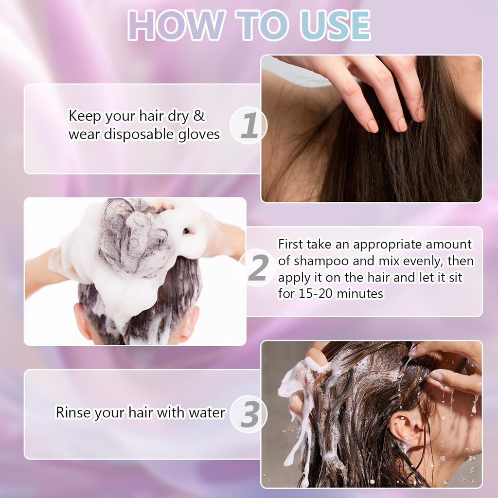 Aiwejay Hair Dye Shampoo, Instant Hair Color Shampoo for Gray Hair Coverage, Natural Herbal Hair Coloring Shampoo, Easy At-Home Hair Care for Women & Men(Black)
