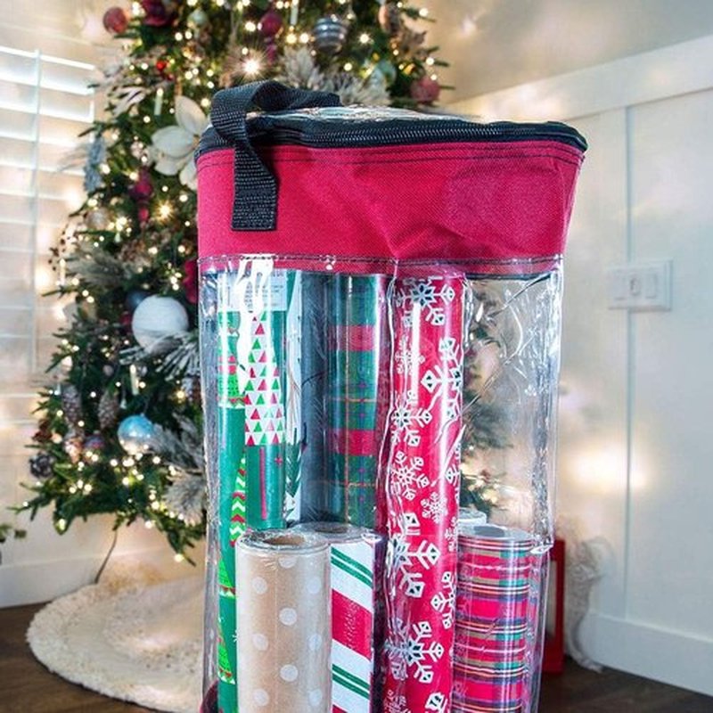 Gift Wrapping Paper Storage Containers - Holds 12 Rolls (40-Inch) | Clear Window for Easy Access