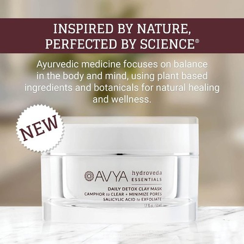 AVYA Hydroveda Essentials Daily Detox Clay Mask - Bentonite Clay for Blemishes & Calming Camphor | 1.7oz