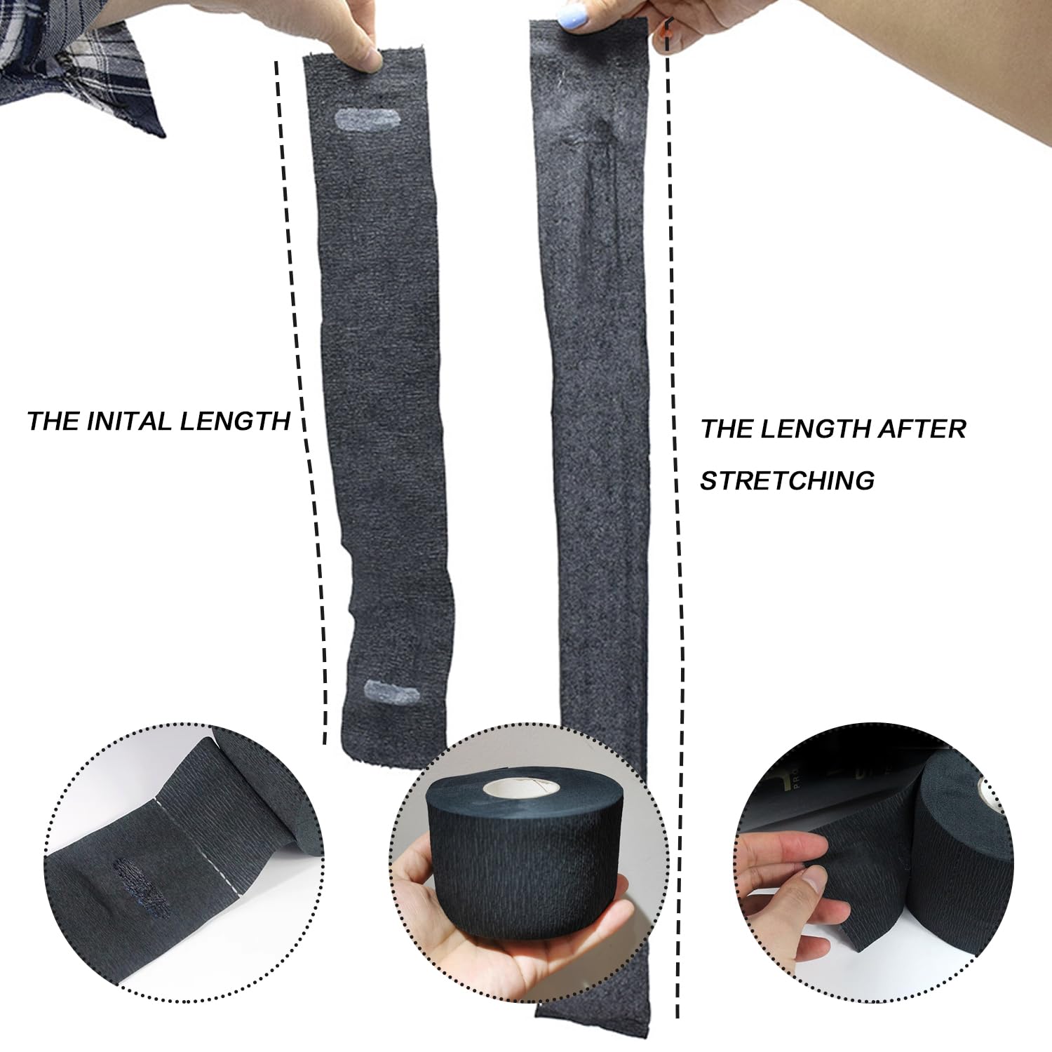 Disposable Barber Neck Strips Black Stretchy Paper Neck Strips for Haircuts Professional Salon Hairdressing Collar Protectors