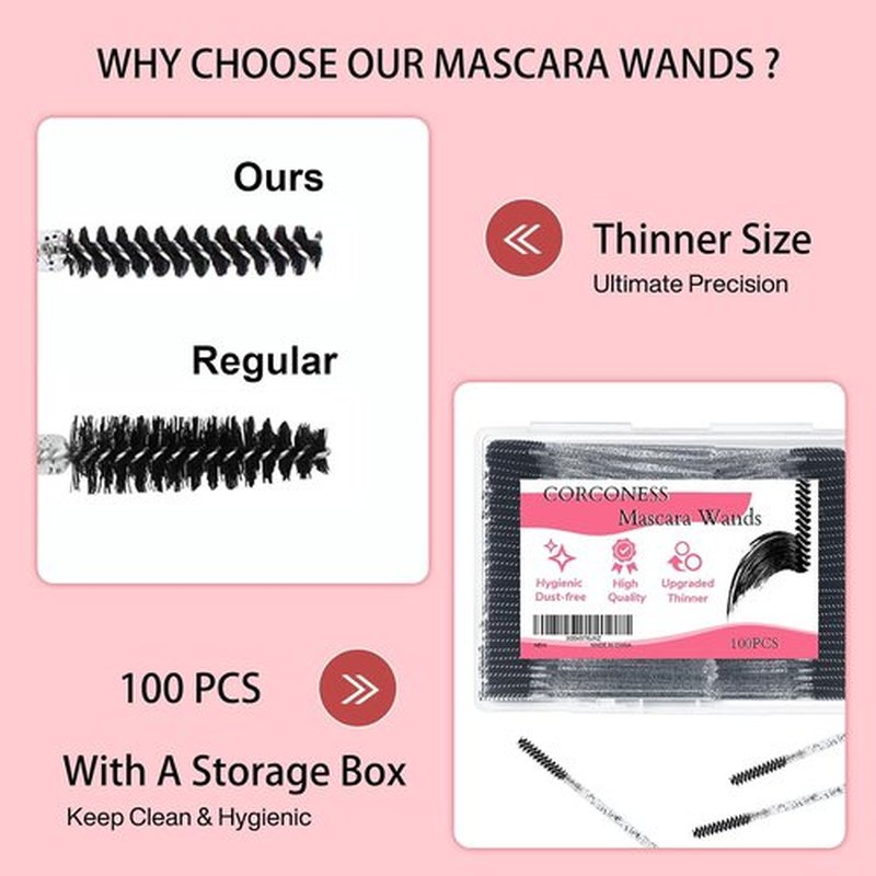 Skiennix Mini Spoolies for Eyelash Extensions - 100 Disposable Micro Brushes for Lash Techs