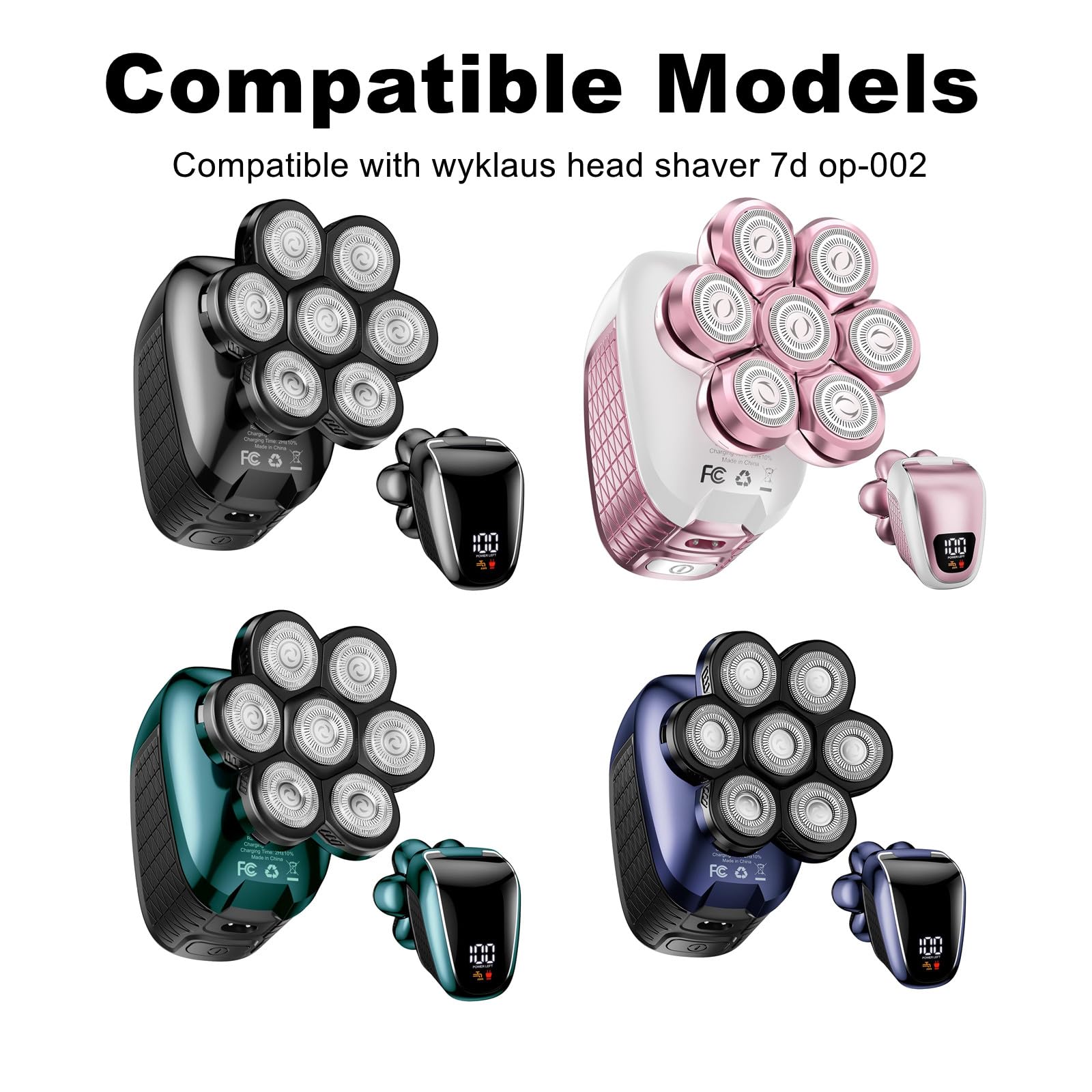 Head Shaver Replacement Heads Compatible with Wyklaus Head Shaver 7D Replacement Head,Compatible with Wyklaus Head Shaver 7D OP-002.(2Pack)