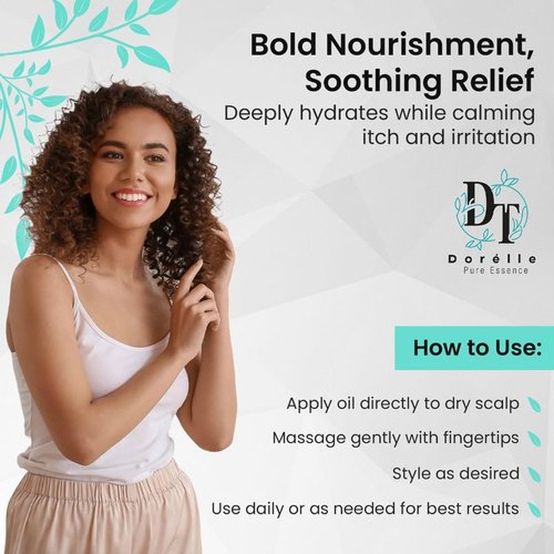 Dorelle Pure Essence Hair Growth Oil for Curly, Coarse & Afro Hair – Sulfate Free Scalp for Hair Growth – Oil with Coconut, Rosemary & Peppermint – Kumquat Scented