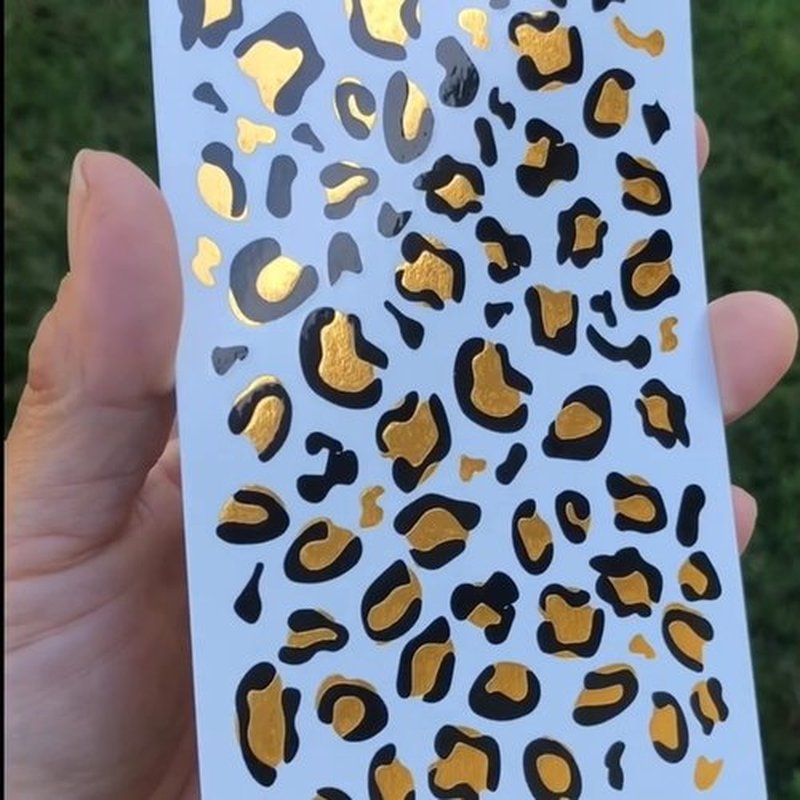 Metallic Leopard Print Temporary Tattoos / 5 Sheets/Sparkle Design for Halloween - Dance - Cheer - Team Spirit/Skin Safe/Removable (Metallic Gold & Black)