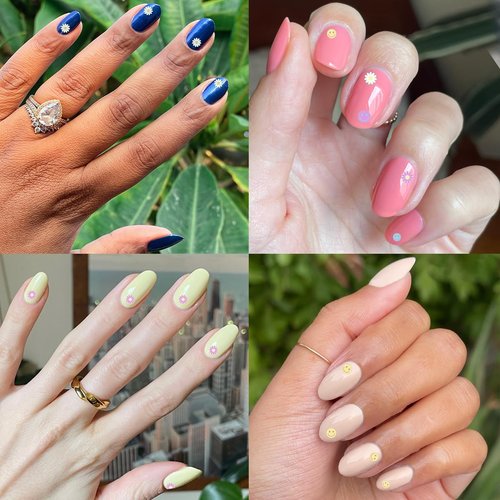 Olive & June Nail Art Stickers | Easy-to-Use Nail Designs | Nail Art Made Easy | Hand-Screened, No-Fade Ink | Accent, Mix & Match, or Cover Chipped Polish | Smiley Faces