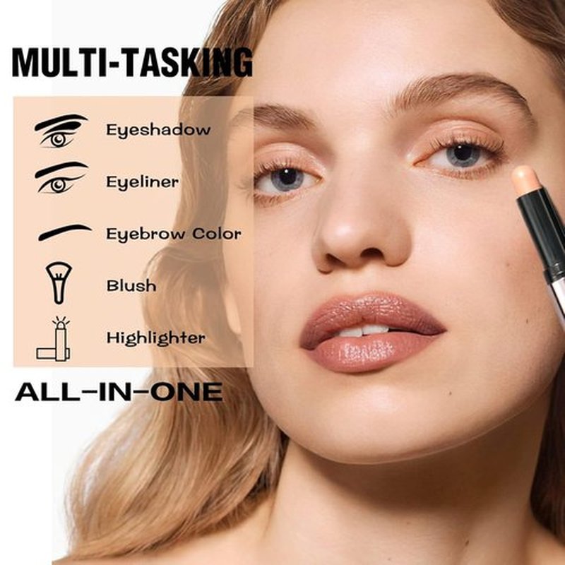 FOCALLURE No Crease Eyeshadow Stick - Creamy Matte & Shimmer Pencil | Smudge-Proof, Built-In Smudger, Paint The Town Red