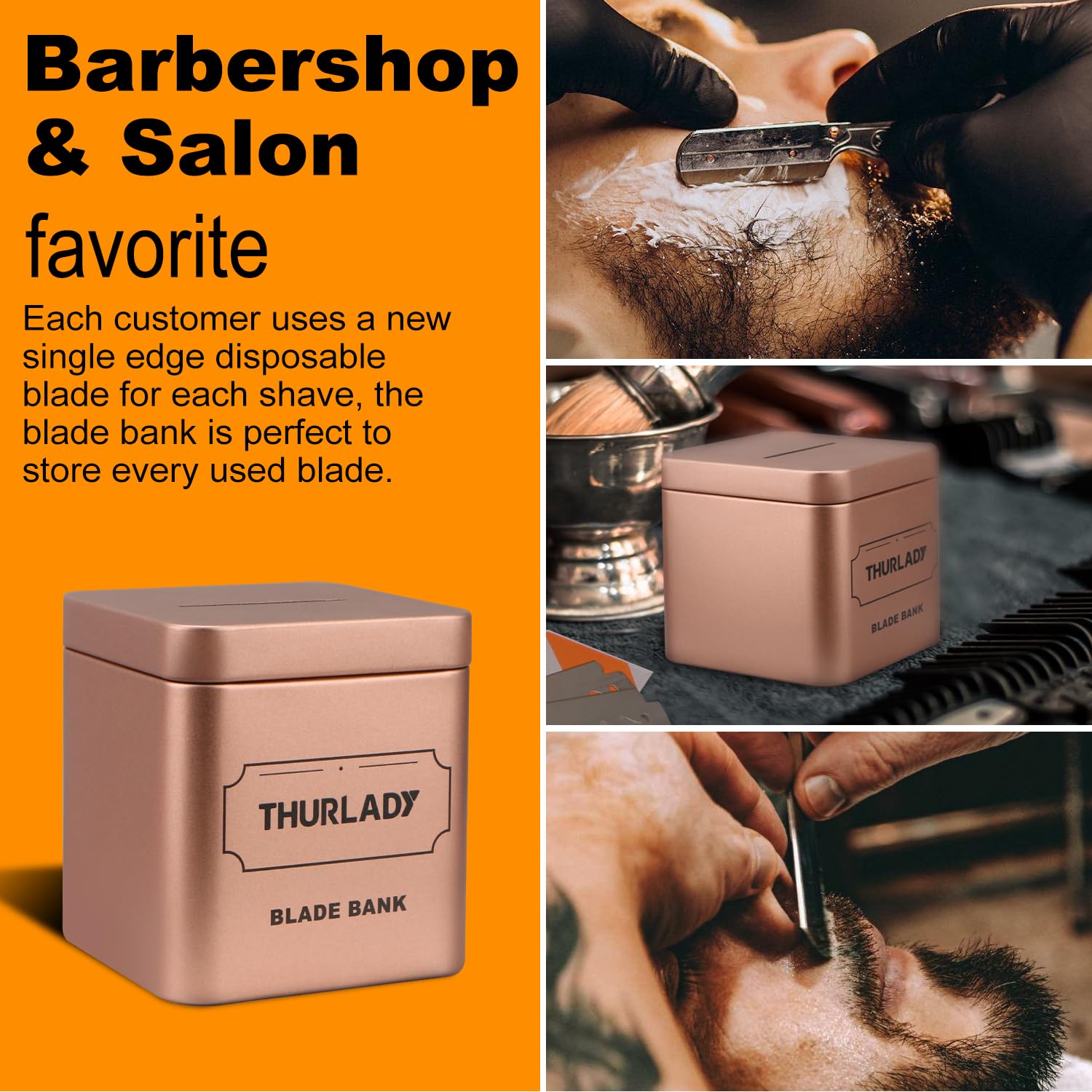 THURLADY Razor Blade Disposal Container, Rose Gold, Large Capacity, Holds Over 500 Blades, Safe & Recyclable