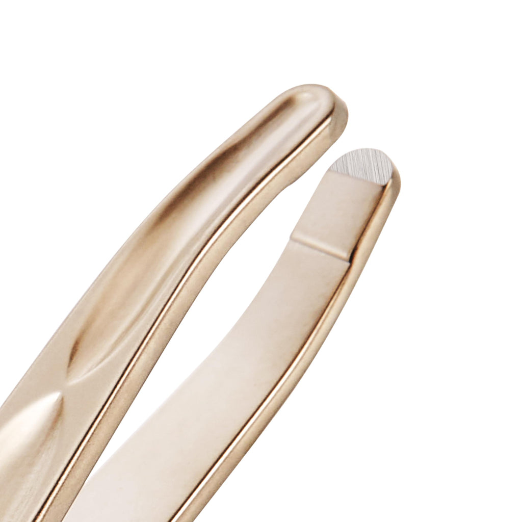 Tweezers for Man, Round Tips Plucker for Long and Stubborn Beard (Light Gold)
