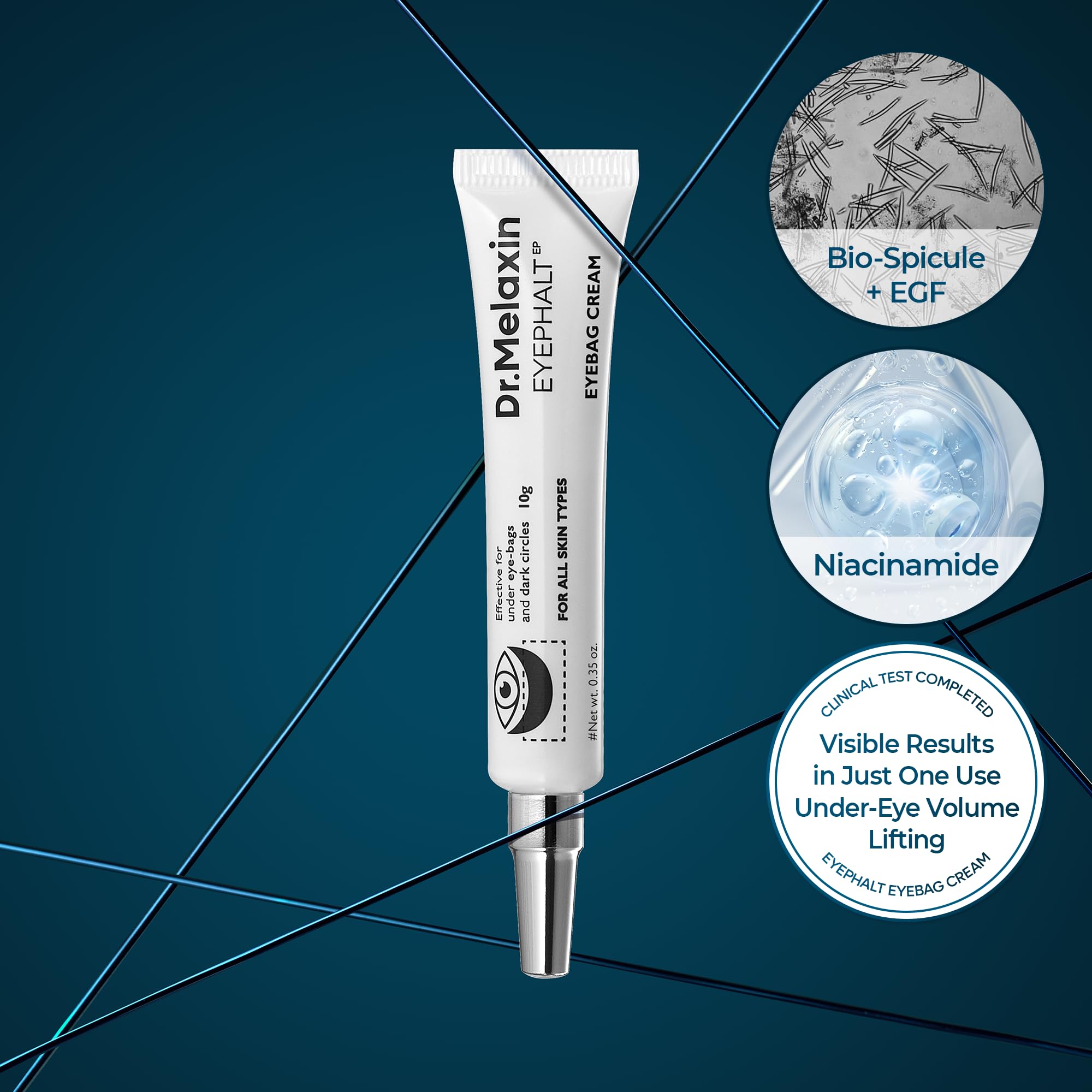 Dr.Melaxin Eyephalt Under Eye Cream for Dark Circles and Puffiness, Eye Cream for Bags Under Eyes with Bio-Spicule, EGF & Niacinamide, Depuffing Eye Bag Lifting Treatment, Korean Skin Care, 0.33 fl oz