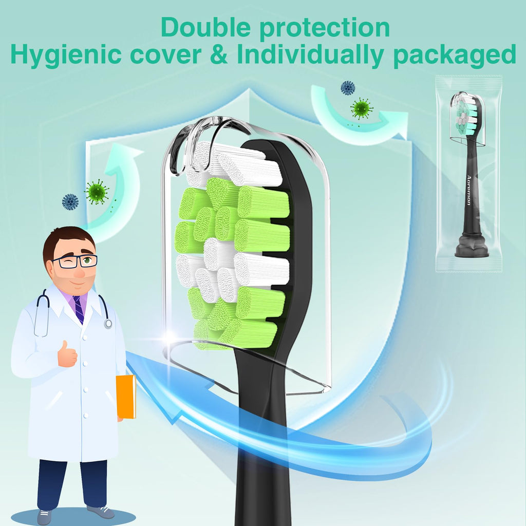 Aoremon Replacement Heads for Philips Sonicare C2 W, 8 Count Black
