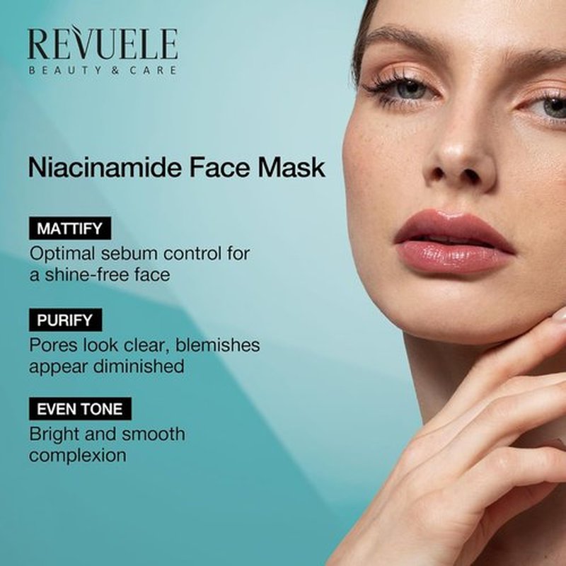 Revuele Niacinamide Face Mask - Pore Minimizing Clay Formula with Zinc & Vitamin B3 | Vegan Skincare for Blemish-Prone Skin, 1.69 fl. oz.