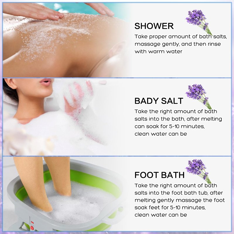 XIWEIOO 20 Pack Himalayan Pink Salt Feet Soak lavender foot soaking Pedicure kit Supplies for Foot Spa Foot Soak Salts with Epsom Salt for Soaking Lavender Pedicure kit Callus Remover