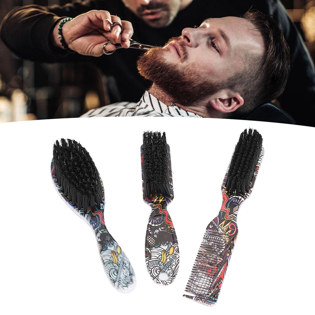 3pcs Beard Brush Set, 2 in 1 Barber Beard Brush, Comb and Brush Reinforced Bristles Portable and Lightweight for Stylingand Grooming