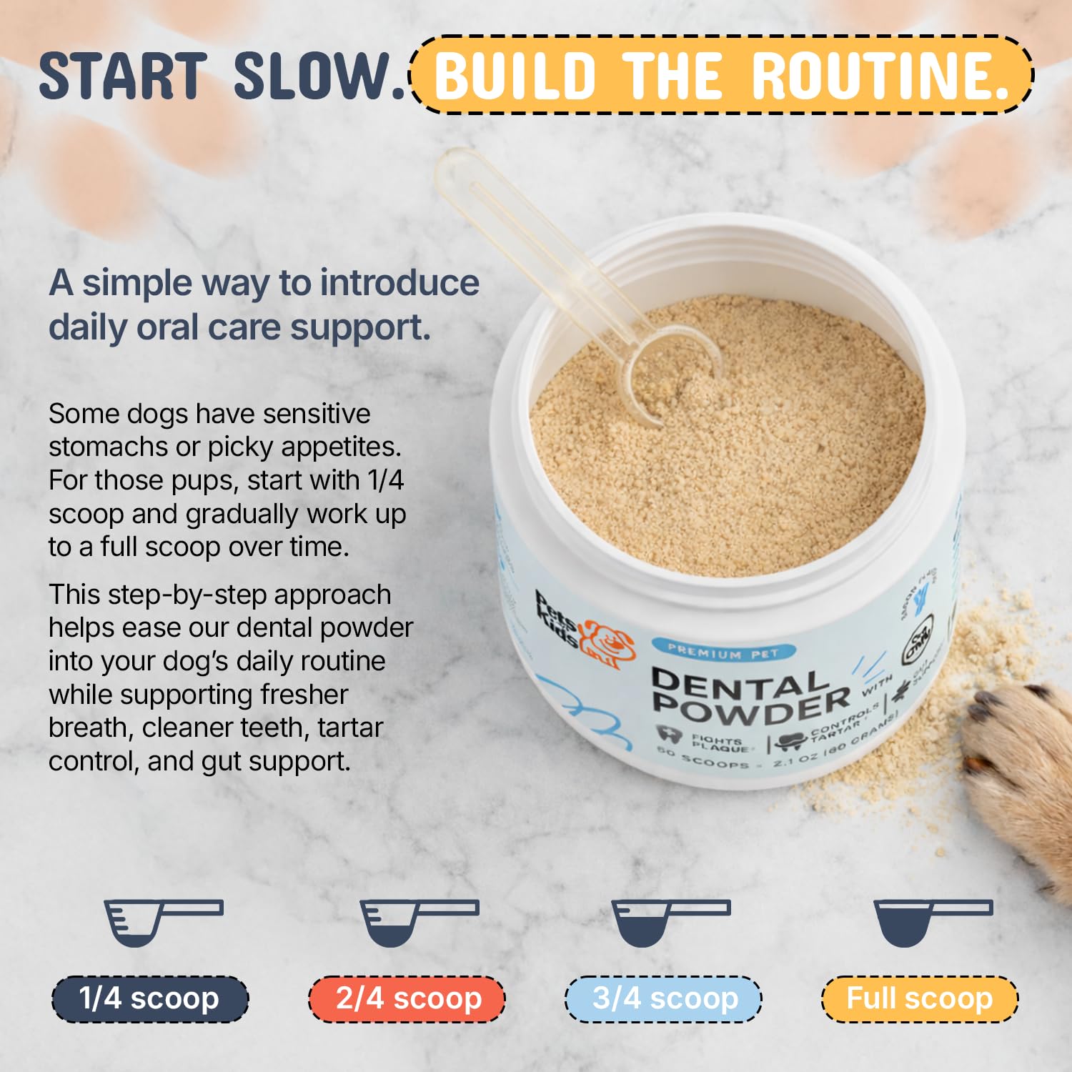 Pets are Kids Dog Dental Powder for Gut Support & Dental Hygiene, 60 Scoops