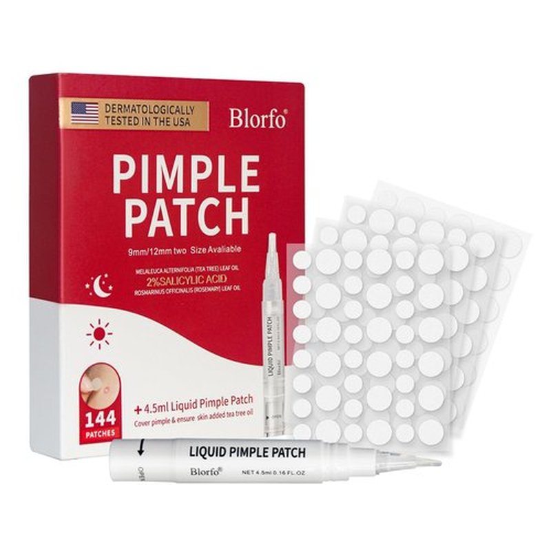 Pimple Patches for Face – Hydrocolloid Acne Patches Set with 4.5ml Liquid Pimple Patch,with Tea Tree, Salicylic Acid 2 Sizes (9mm & 12mm) for Day & Night Skincare | 144 count