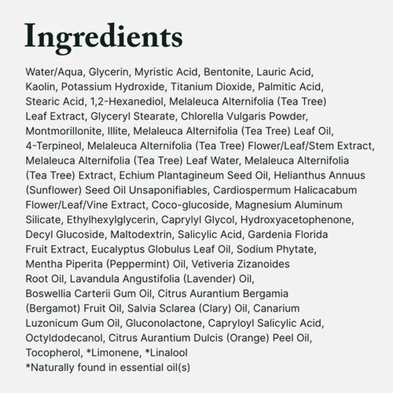 AROMATICA Super Tea Tree Clay Mask Cleanser, Blackhead Remover & Pore Minimizer for Face, Korean Face Wash with Tea Tree Oil, 2 In 1 Acne Skin Care Clay Mask & Cleanser, Oil control (5.0 fl oz)