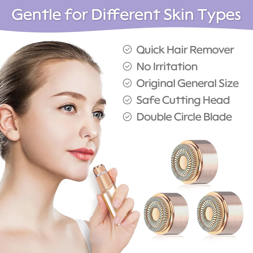 Generation 3 Facial Hair Remover Replacement Heads for Finishing Touch Flawless,Double Precision Blades Replacement Heads Compatible with Finishing Touch Flawless Gen 3,Pack of 3.