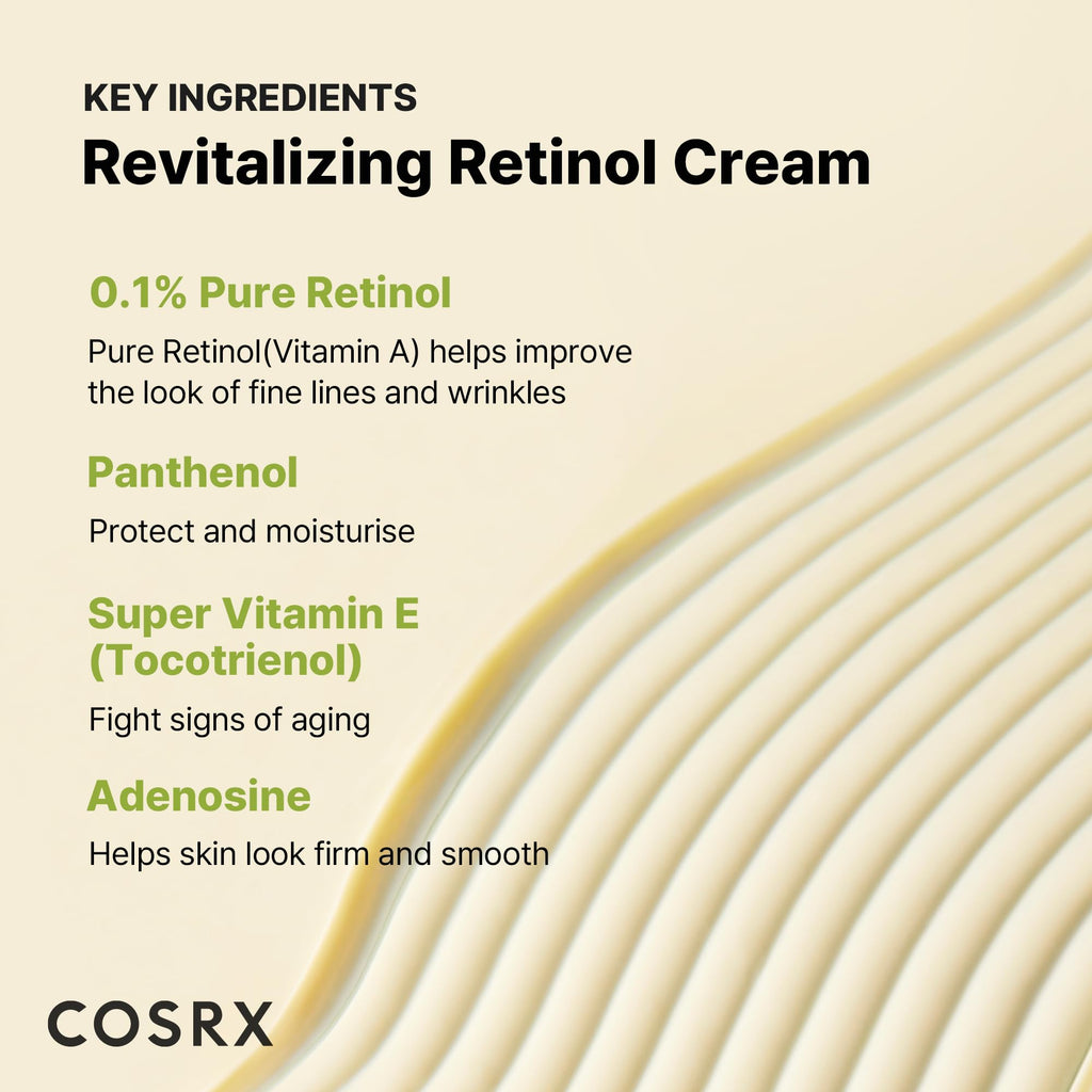COSRX Retinol 0.1% Cream, Anti-aging Eye & Neck Cream with Retinoid Treatment to Firm Skin, Reduce Wrinkles, Skin Tightening Cream for Fine Lines & Firmness, Gentle Daily Korean Skin Care, 0.67 fl oz