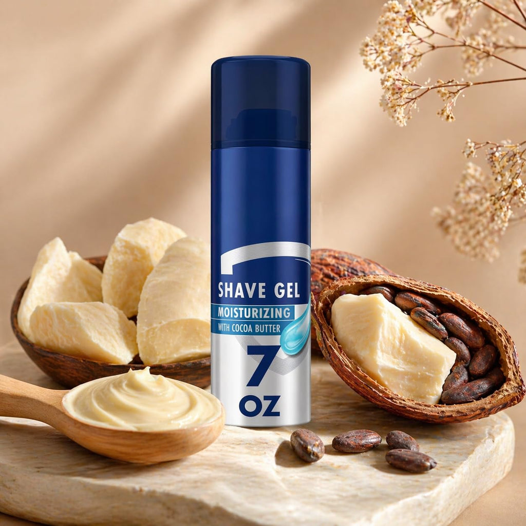 Moisturizing Shave Gel for Men with Cocoa Butter, Classic Scent, Smooth Glide Formula for Comfortable Shaving Experience, 7 oz