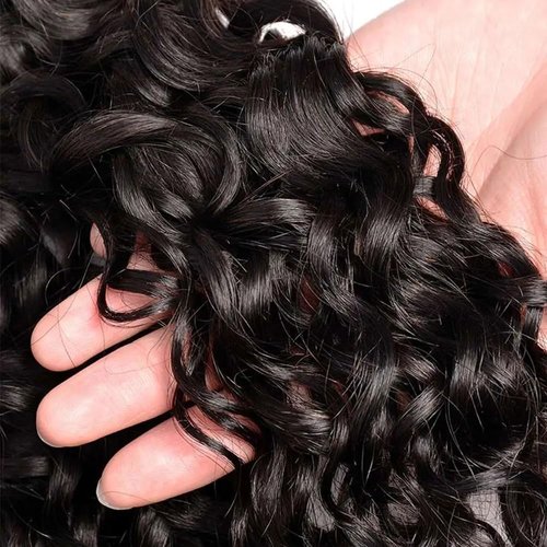 MLMYBAYEA Curly Bundles Human Hair 30 32 34 Inch Natural Black Color #1B Kinky Curly Bundles Double Weft Brazilian Virgin Hair Extensions Total 300g For Women