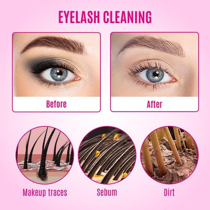 STACY LASH Lash Shampoo 50ml Kit Foaming Cleanser with Eye Lash Spoolies & Rinse Bottle & Cleansing Pad & Brush for Eyelash Extensions & Clusters & Natural Eyelashes