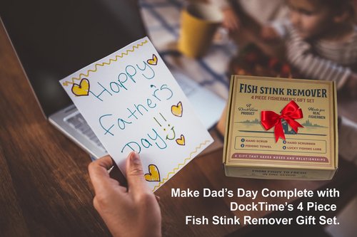 Gift for Fishermen - 4 piece Hand Cleanser Fishing Gift Set - Includes Microfiber Fishing Towel, Hand Scrub & Srubber, Fishing Lure - Valentine's Day Gift Fishermen or Boaters Birthday Gift Fishermen