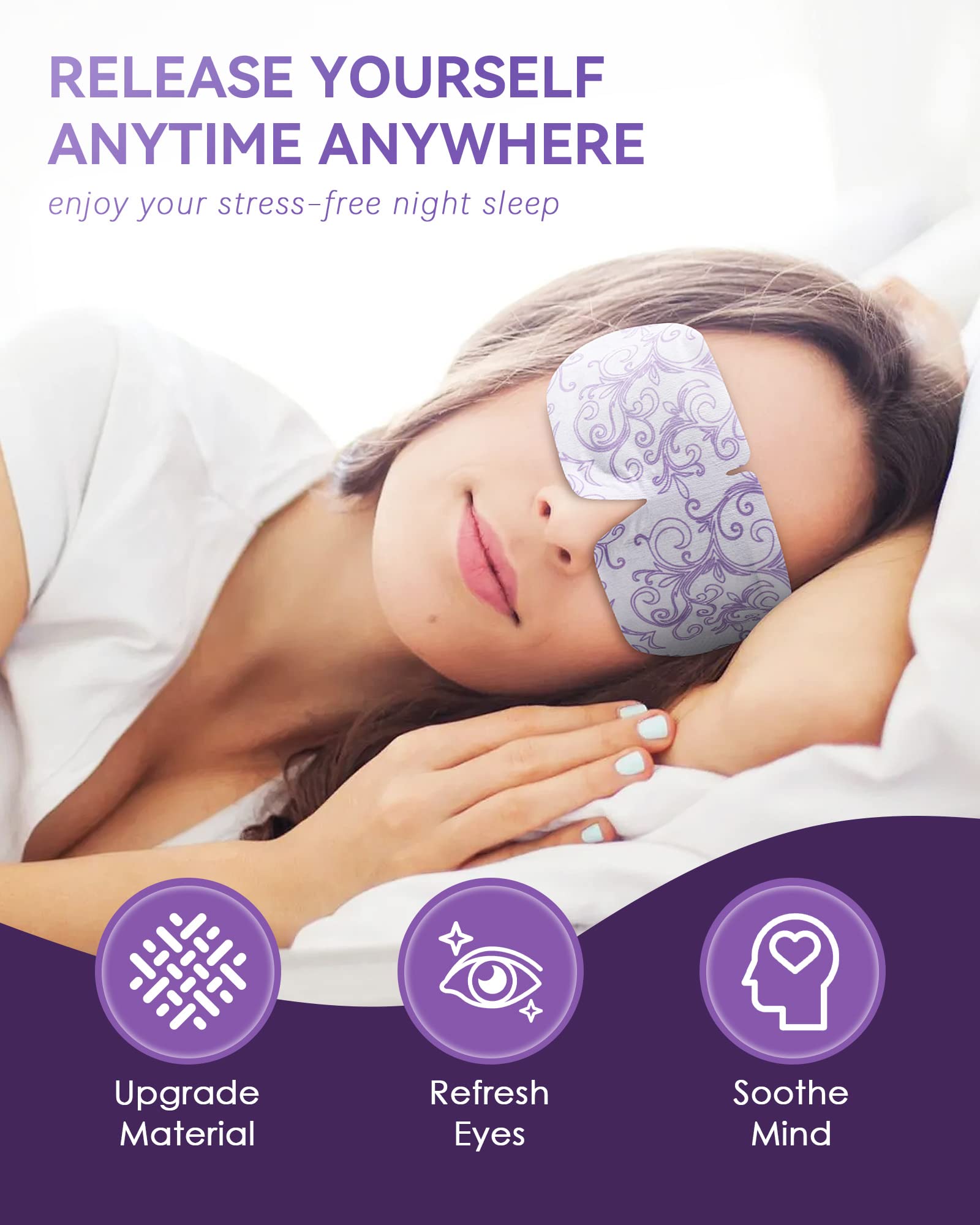 ProCIV 18 Packs Lavender Steam Eye Masks, Heated Eye Masks for Dark Circles and Puffiness Disposable Warming Eye Masks for Soothing Headache Reliefing Eye Fatigue(Lavender)