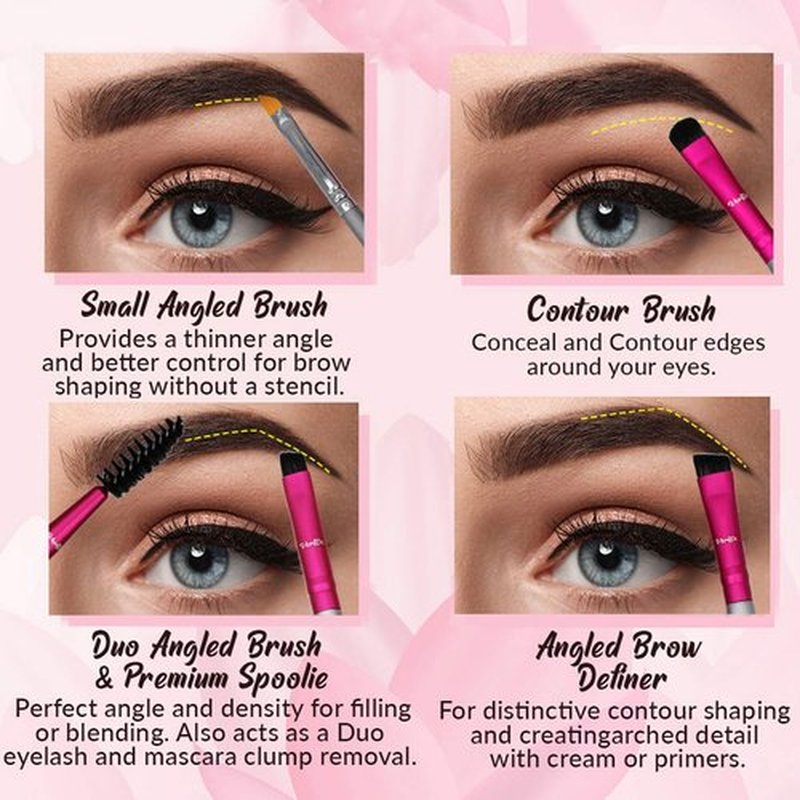 Regine Switzerland Eyebrow Brush Kit - Thin Angled Brushes for Shaping & Concealing | Duo Spoolie Brushes