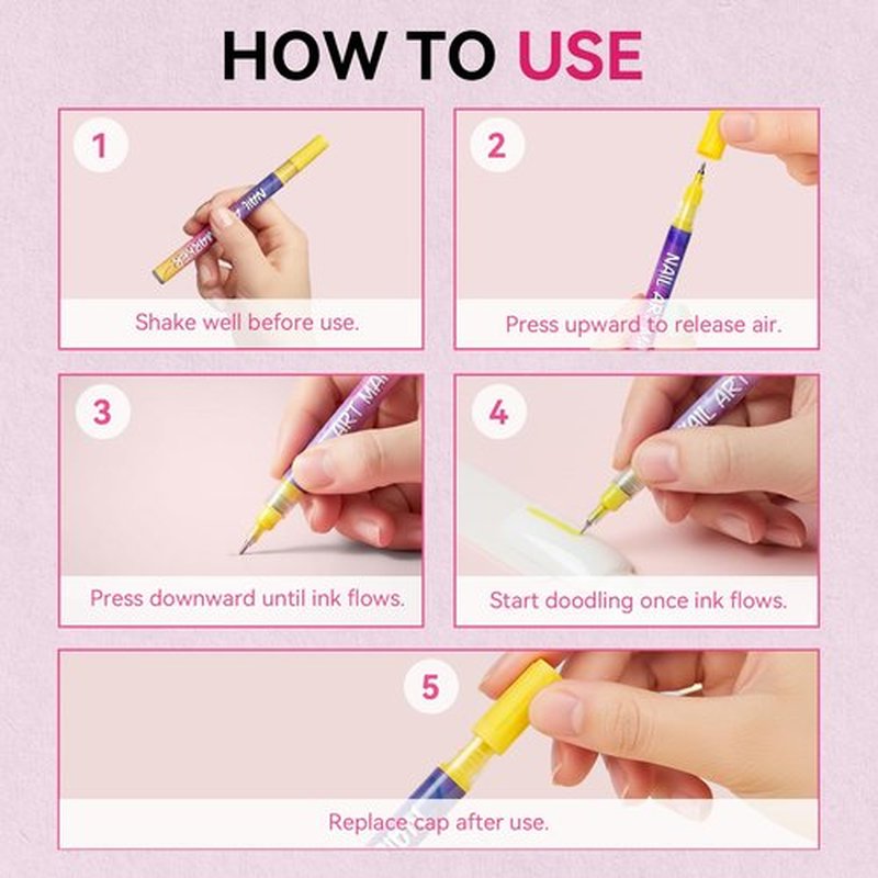 12 Colors Nail Art Pens Set, Nail Art Markers for Dotting, Drawing, Painting & Lining, Acrylic Nail Polish Pens for Beginners, 0.5mm Fine Tip,Quick Dry,Waterproof