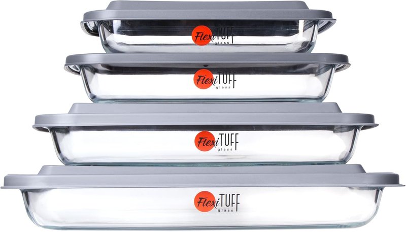8Pcs Set Rectangular Bakeware by [Brand Name] - BPA Free, Leakproof & Airtight Containers | Dishwasher, Microwave & Freezer Safe - Clear