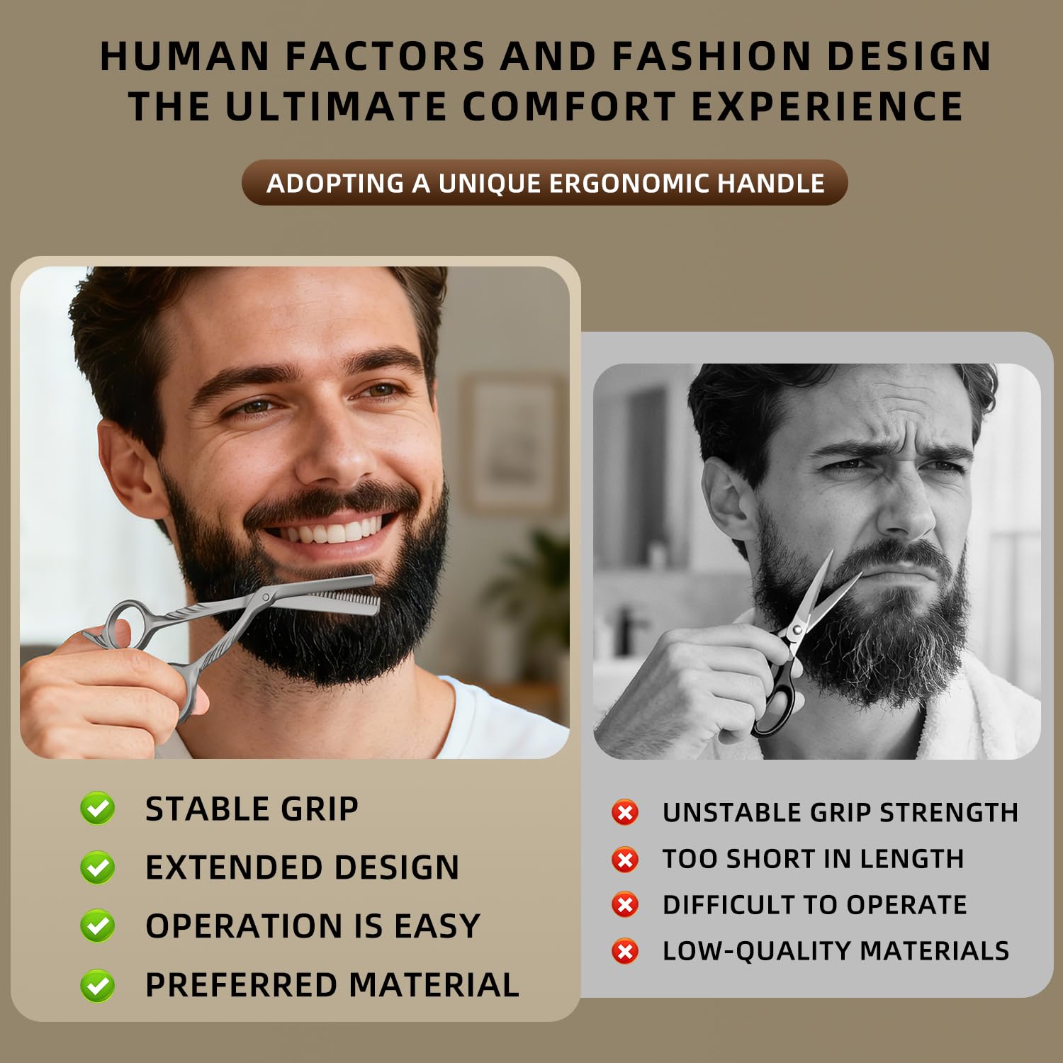 ESSBES Beard Scissors with comb small mustache trimming eyebrow grooming kit