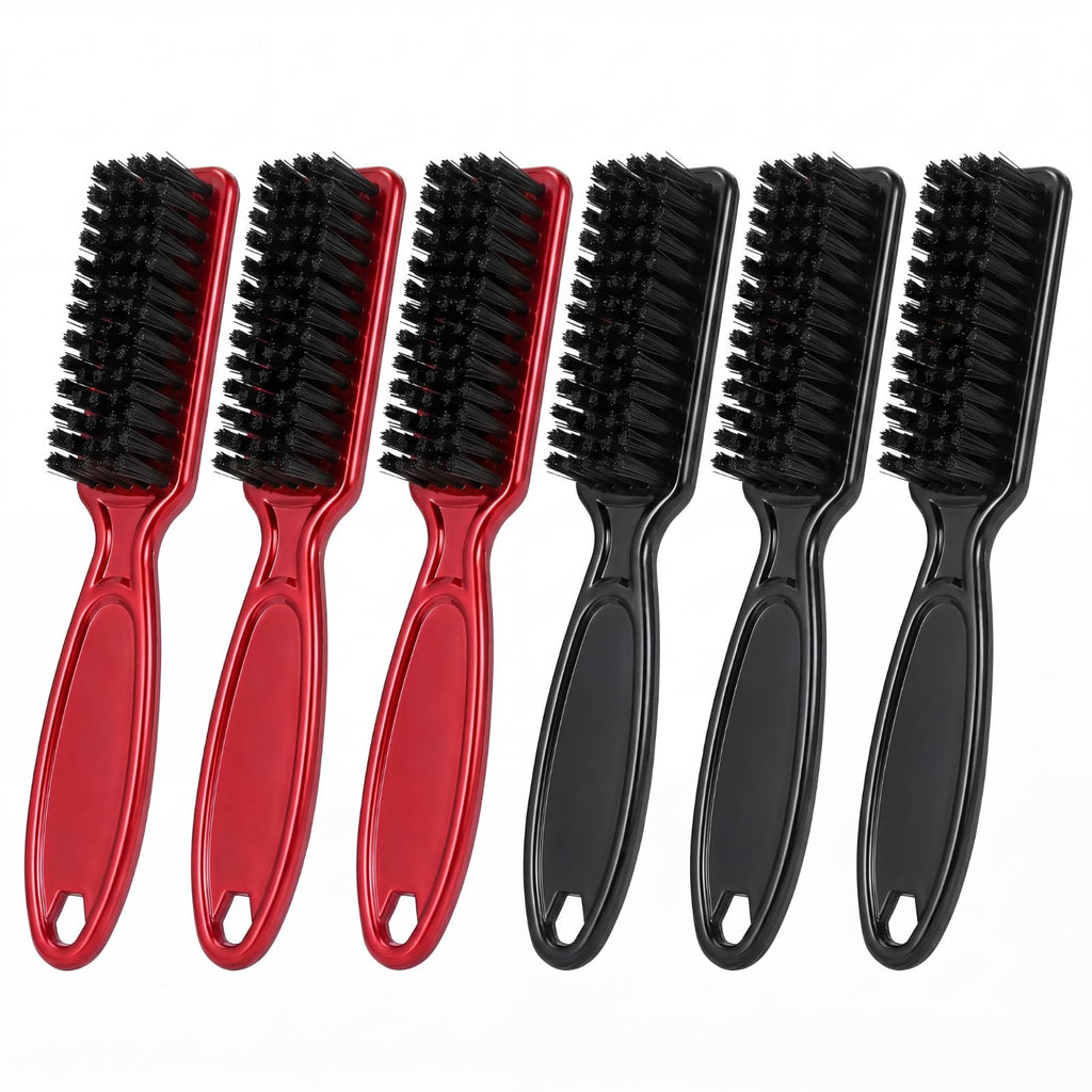 Patelai 2 Pcs Barber Blade Cleaning Brush for Clipper Cleaning Nail Cleaner Styling Brush for Fades Tapers Trimmer Manicure Salon (Black,Red)