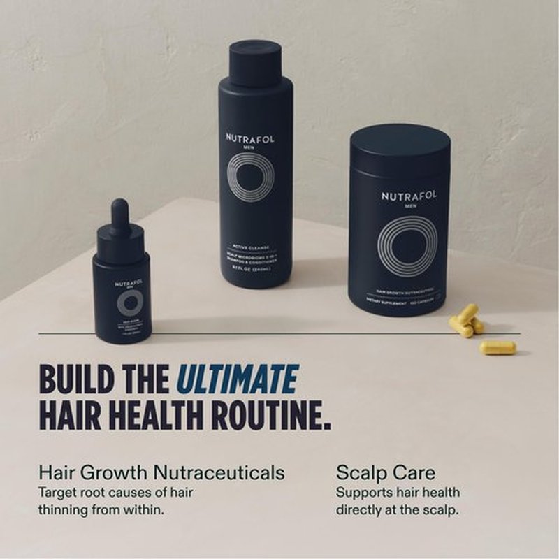 Nutrafol Men's Shampoo and Conditioner 2-in-1, Cleanses, Hydrates, Unclogs Pores, Improves Hair Volume & Strength, Physician-formulated for Thinning Hair, Color Safe, Sulfate Free - 8.1 Fl Oz Bottle