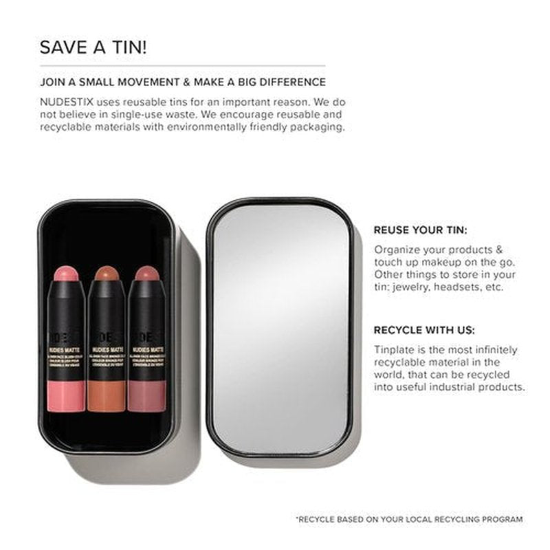 Nudestix Sunkissed Blush & Bronze Mini Kit - Vegan Matte Cream Makeup Sticks for Cheeks, Eyes & Lips | Travel-Friendly Limited Edition Set