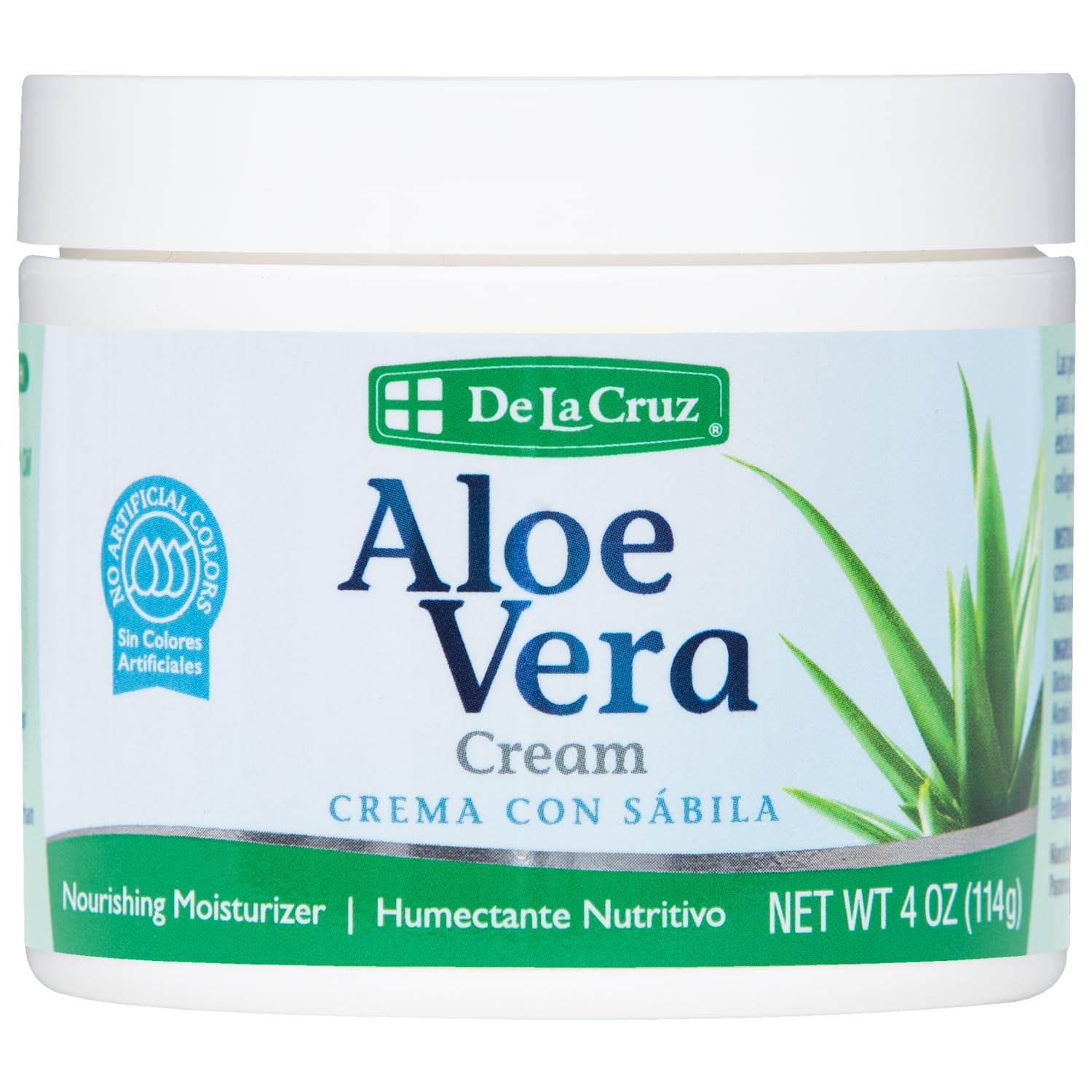 De La Cruz Aloe Vera Face Moisturizer - Natural Aloe Cream for Face, Hands and Body, 4oz